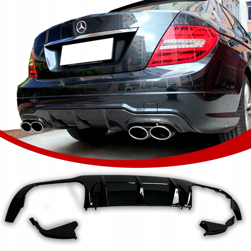 Mercedes W204 Difuzér Zadního Nárazníku Spoiler Amg Look Černý Lesk