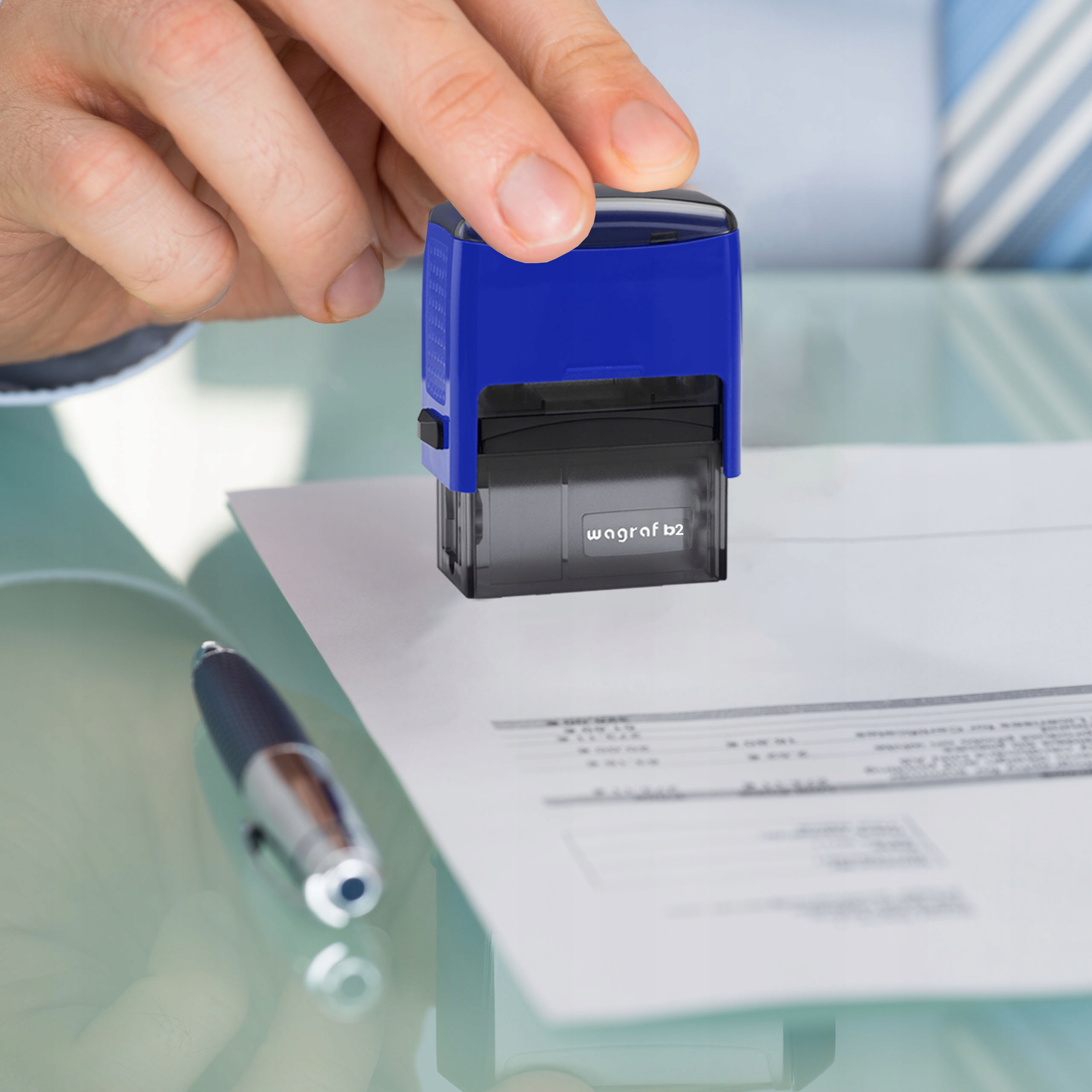 PIECZĄTKA WAGRAF B2s DO 4 LINII FIRMOWA IMIENNA BIUROWA PROJEKT + GUMKA Rodzaj elementu stemplującego Gumka laserowa