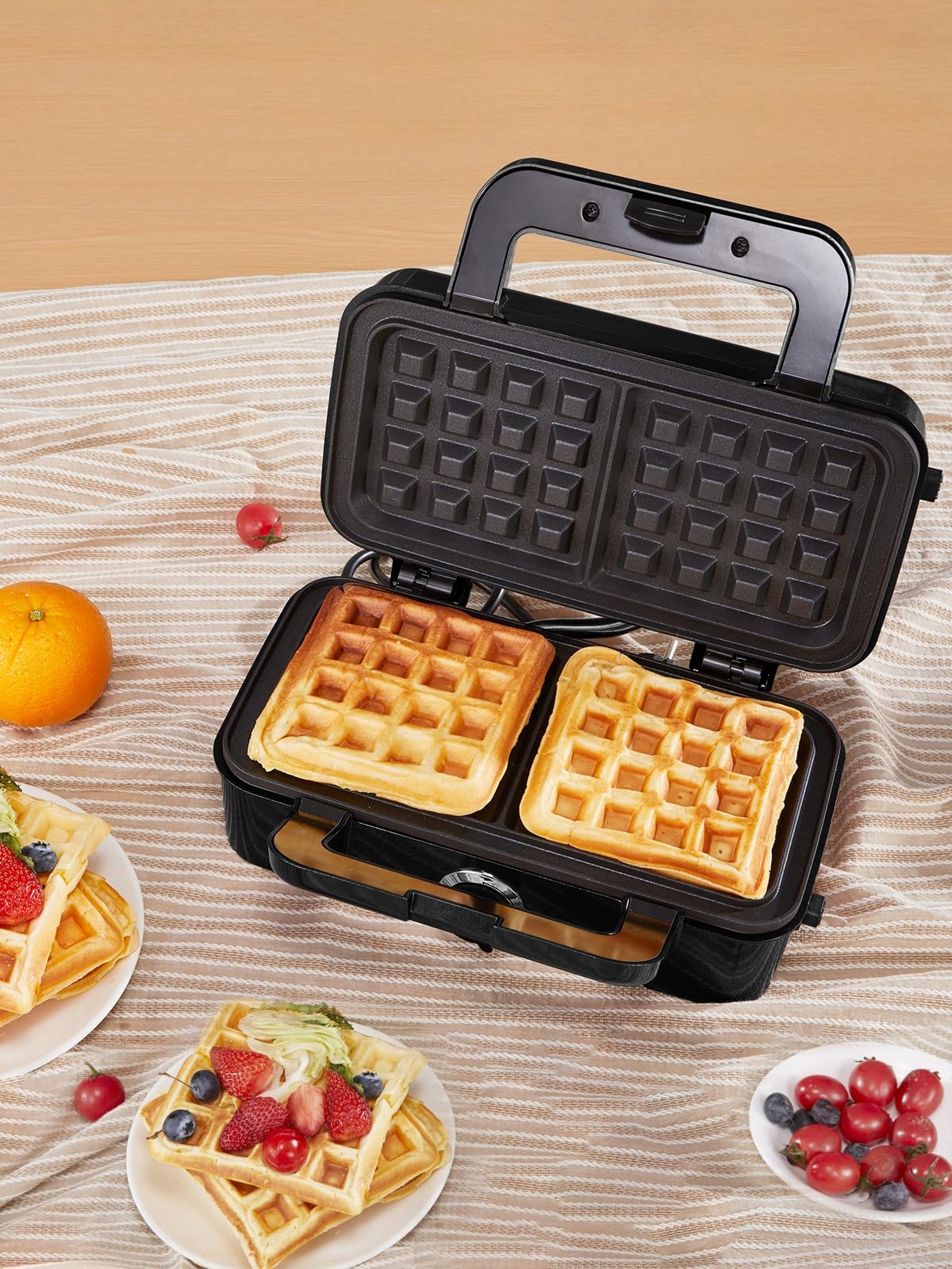 SANDWICHMAKER 3W1 GOFROWNICA GRILL KONTAKTOWY 1200W ANTYPOŚLIZGOWY — miniatura 8