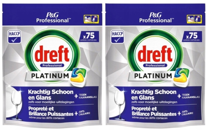 Levně Dreft Platinum Kapsle do myčky nádobí Citronové 2x75