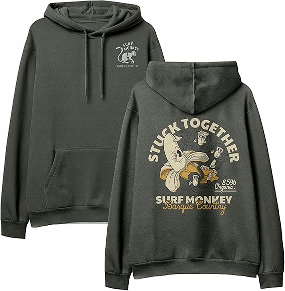 Surf Monkey mikina s kapucí Zelená Bavlna Certifikát Gots Velikost S