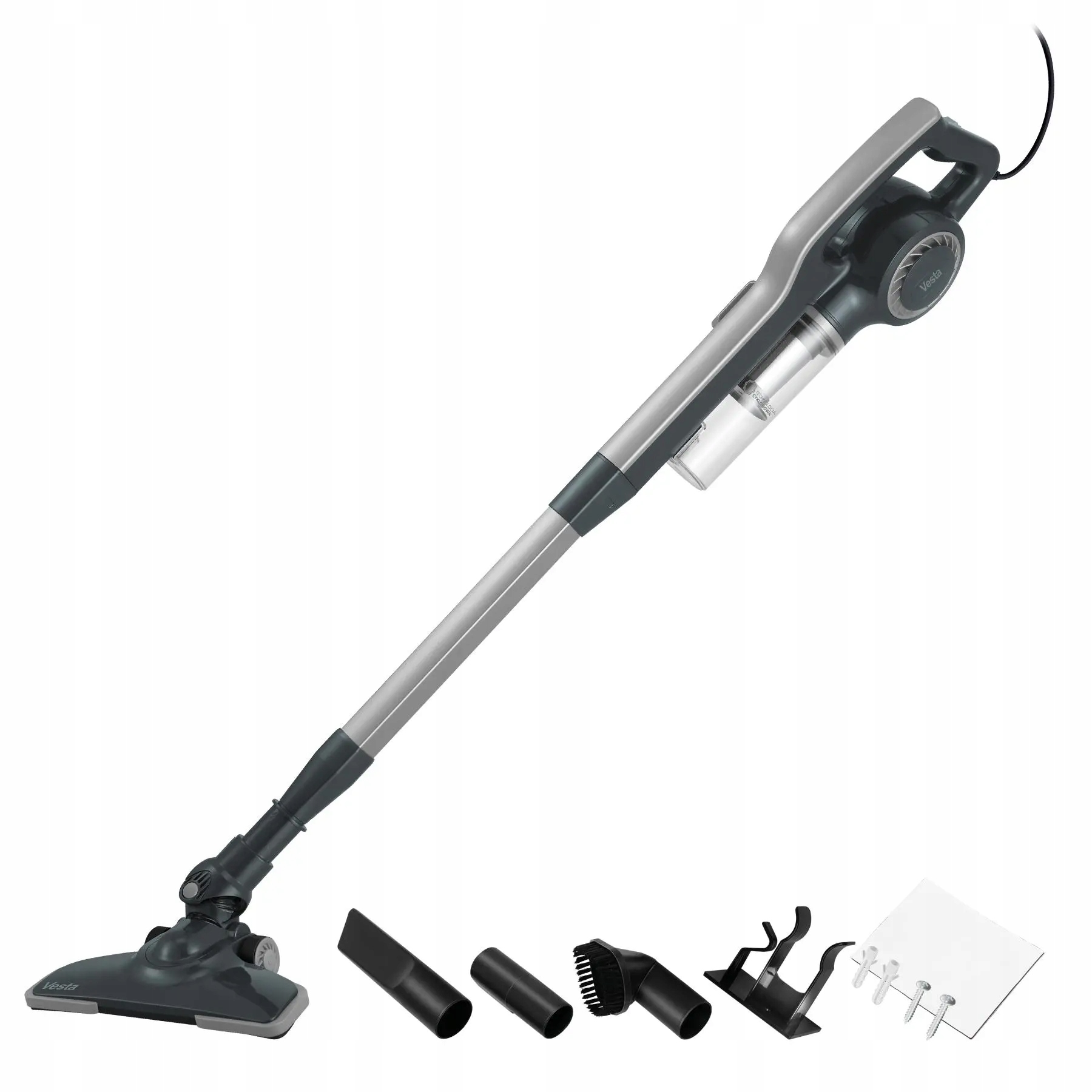 Odkurzacz pionowy przewodowy Vesta EVC02 0,9L 600W Czarno-Szary