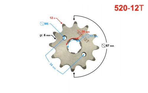 Zębatka przód zdawcza 12 zębów 520 Moretti Producent Moretti