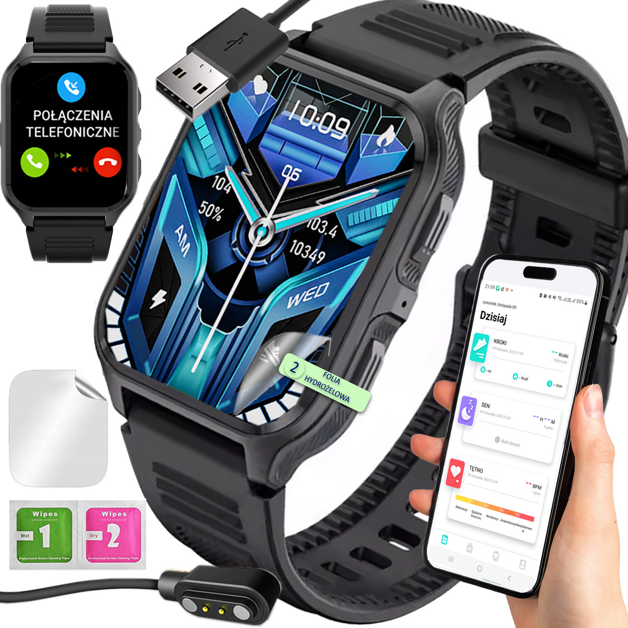 Chytré Hodinky menu Pl 300 mAh Bluetooth Call!! Smart Watch Pro Fólie