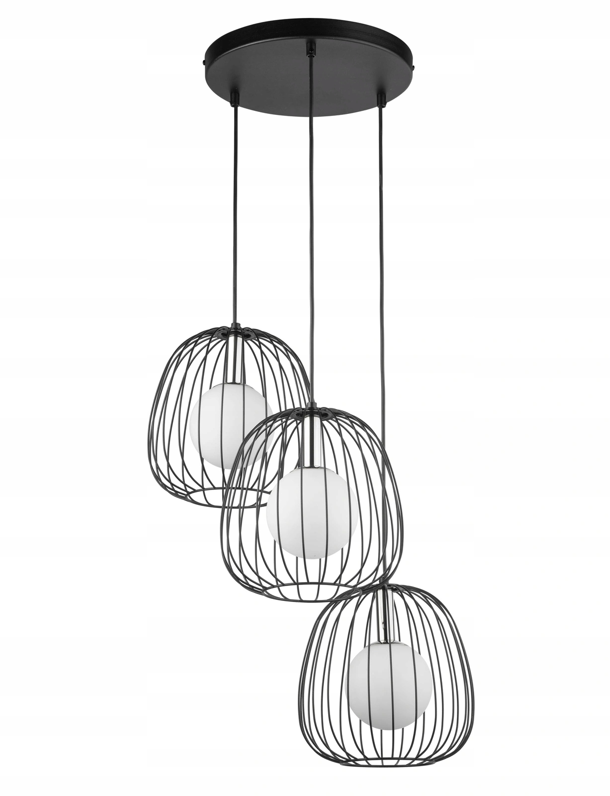 Závesná lampa Sigma Bell 3 čierna sklenená kovová tienidlo biele 3xG9 50 cm