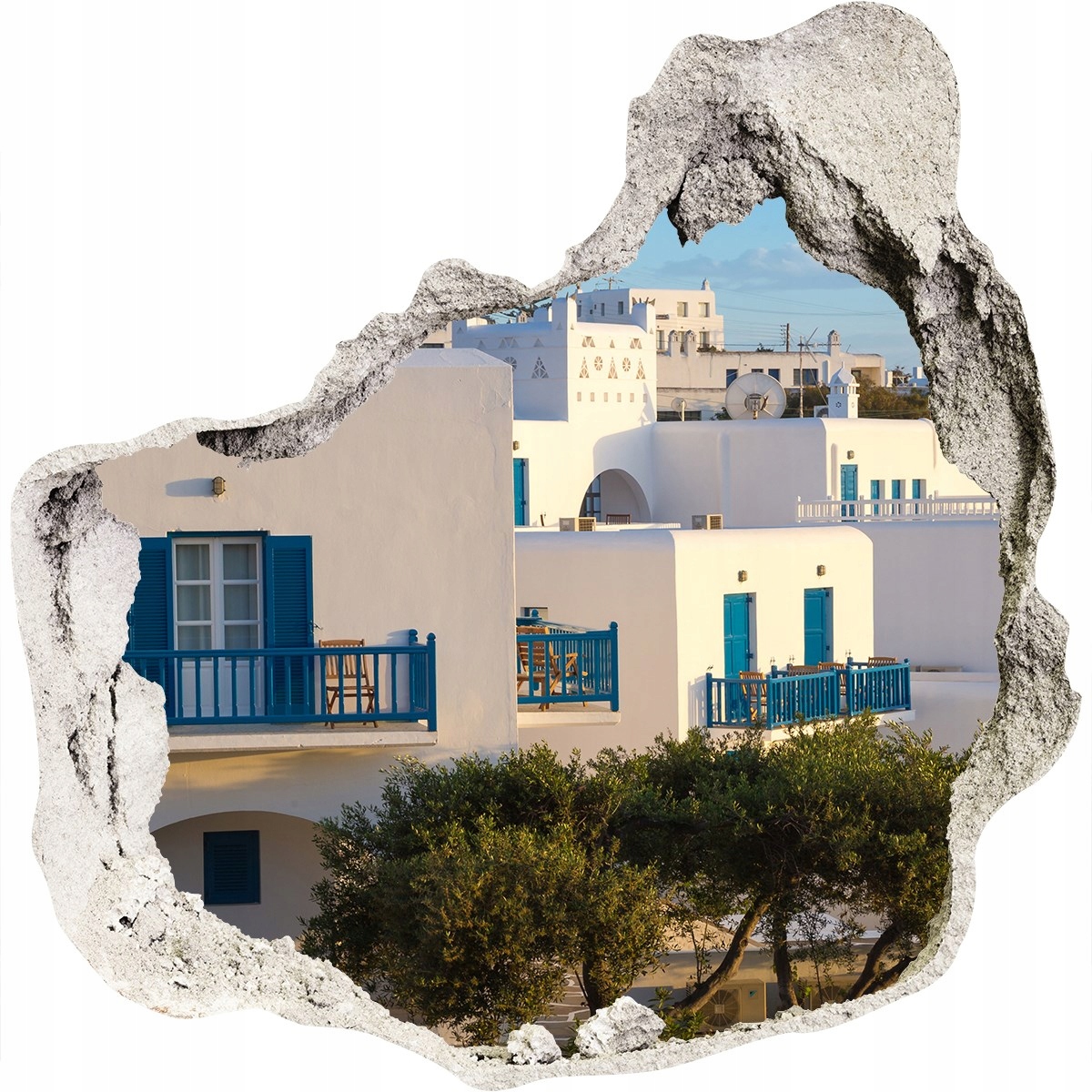 

Fototapeta dziura na ścianę 3d Mykonos Grecja
