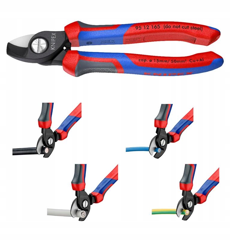 Nożyce do cięcia kabli miedzianych i aluminiowych 165 mm Knipex 95 12 165