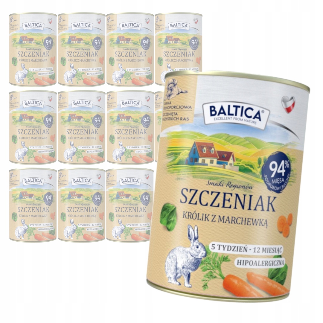 Baltica Chutě regionů Králík s mrkví 12x400g Vlhké Krmivo pro štěňata