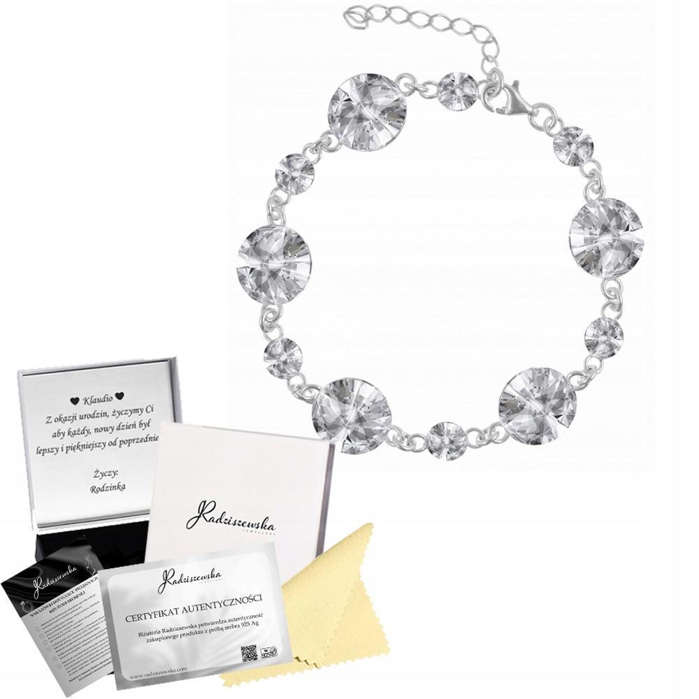 Stříbrný náramek s kulatými krystaly pro Den Žen Dárek Přání