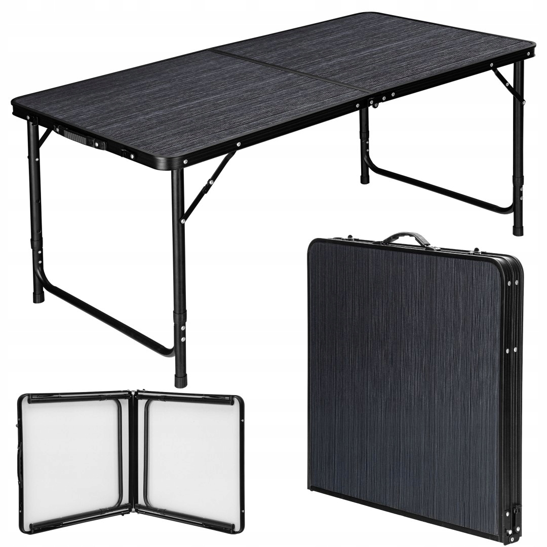 Turistický kempingový stolek Trip 120 x 60 cm černý, dřevo černé