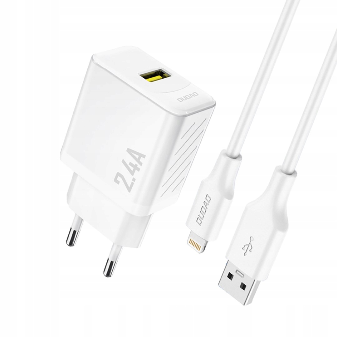 Ładowarka sieciowa Usb-a z kablem Usb-a iPhone Lightning 2.4A GaN Eu bi