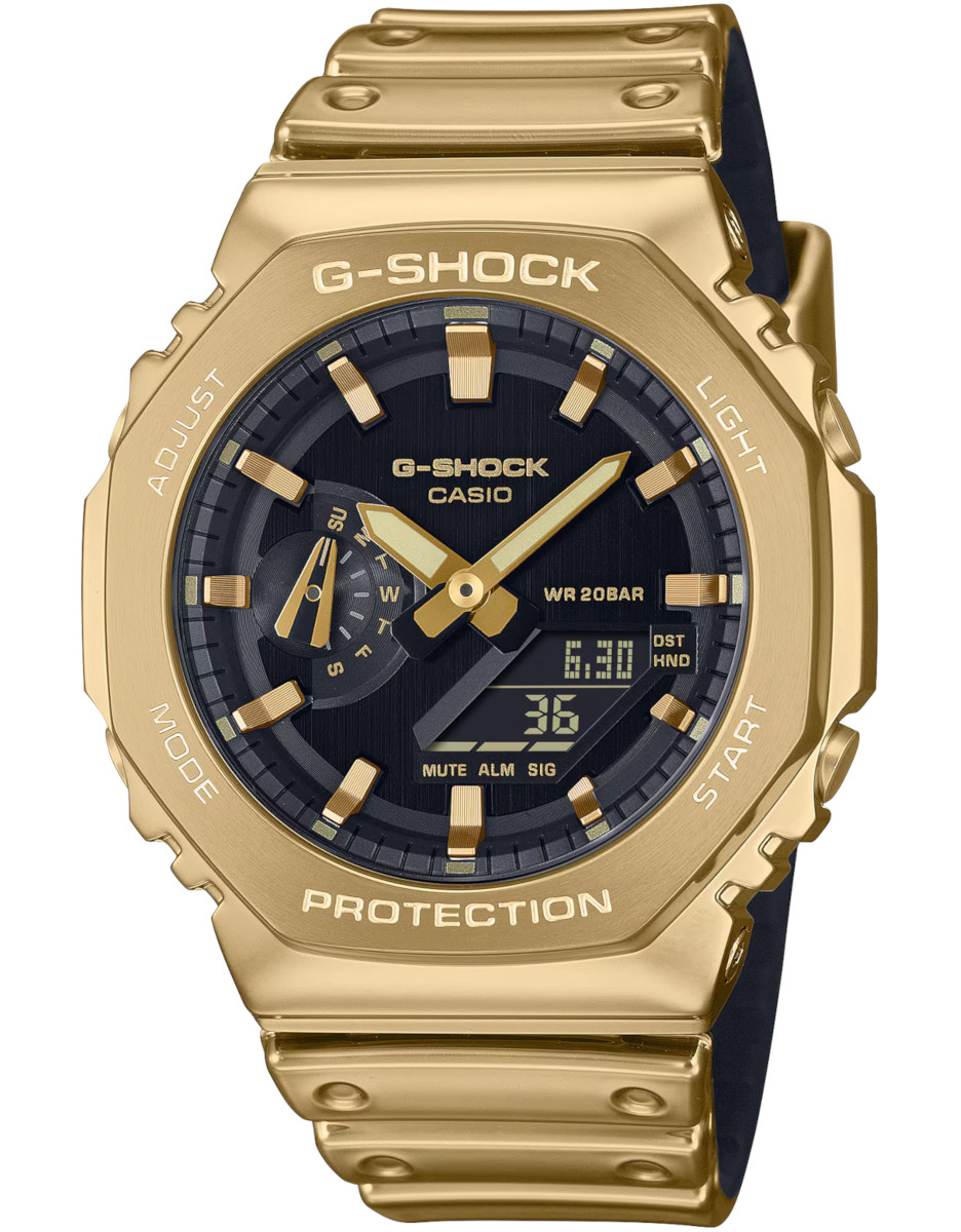 Zlaté ocelové hodinky Casio G-shock G-ocel GM-2100YM Gwar.3+3L Zibi Gravírování