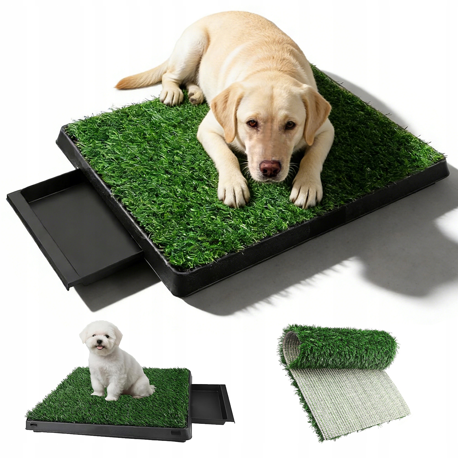 Záchody S Trávou Pro Psa Toaleta 63X50 CM 2 Umělé Trávy Sběrací Podnos