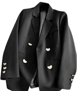 MD černé sako sako zlaté knoflíky srdíčka XL