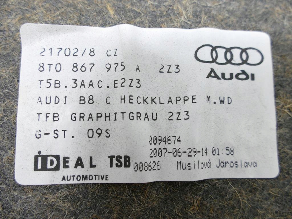 AUDI S5 8T A5 RS5 upholstery bonnet boot COUPE