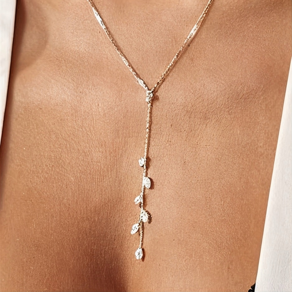 Náhrdelník výstřih zirkony kravata nerezová ocel dlouhý sexy dárek jí