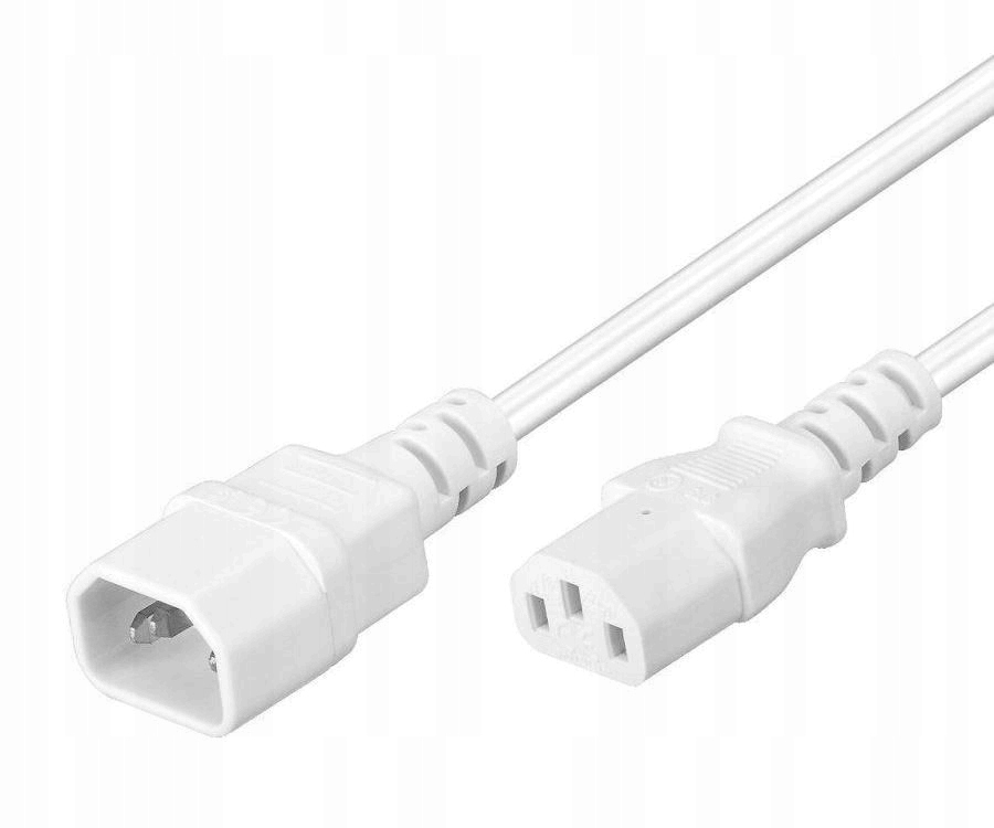 Premiumcord Przewód przedłużający 230V, C13-C14, biały 1m