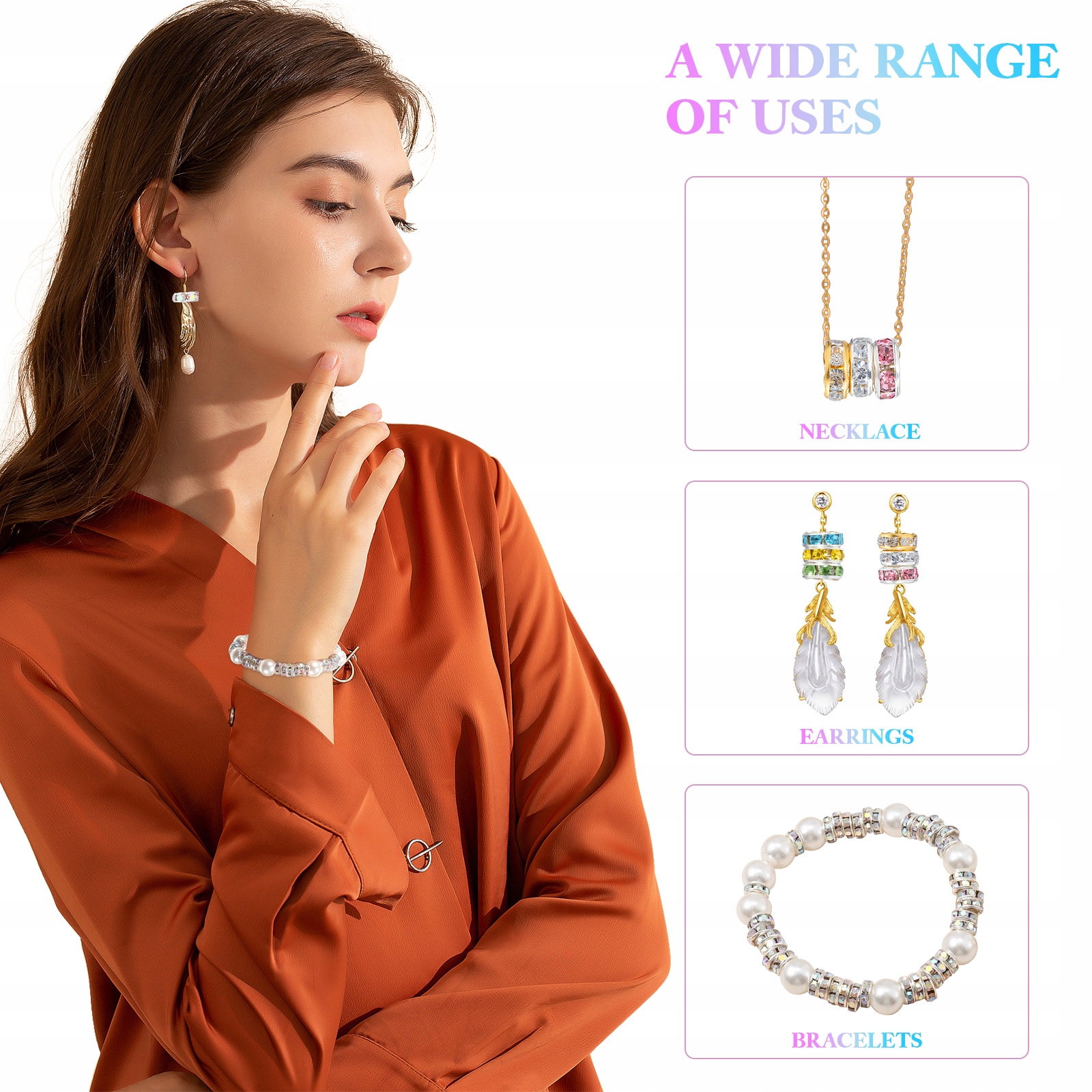 KOLOROWE KORALIKI DYSTANSOWE ZE SPLOTEM Rhinestone DO DEKORACJI BIŻUTERII Płeć kobieta