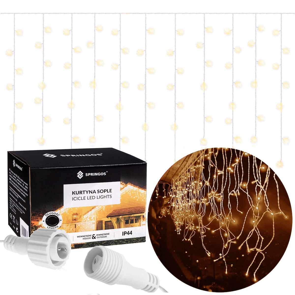 

Kurtyna 200 Led Białe Lampki Sople Zewnętrzne