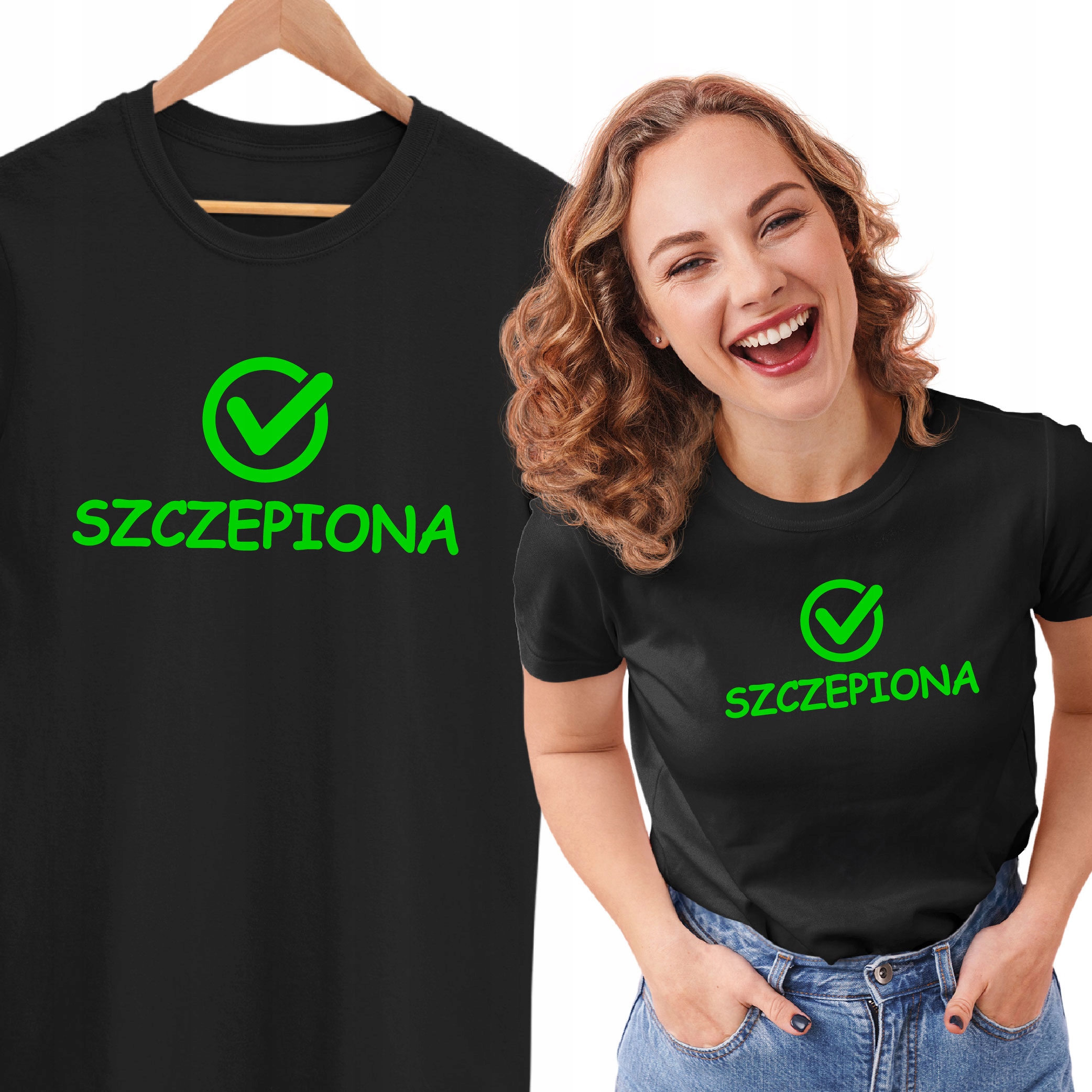 

Koszulka Tshirt Bluzka Szczepienia Zaszczepiona