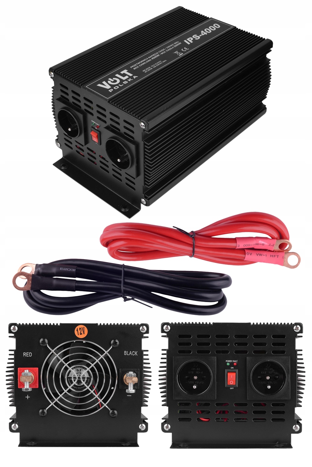 

Przetwornica 12V 230V 2000/4000W Volt Polska Kable