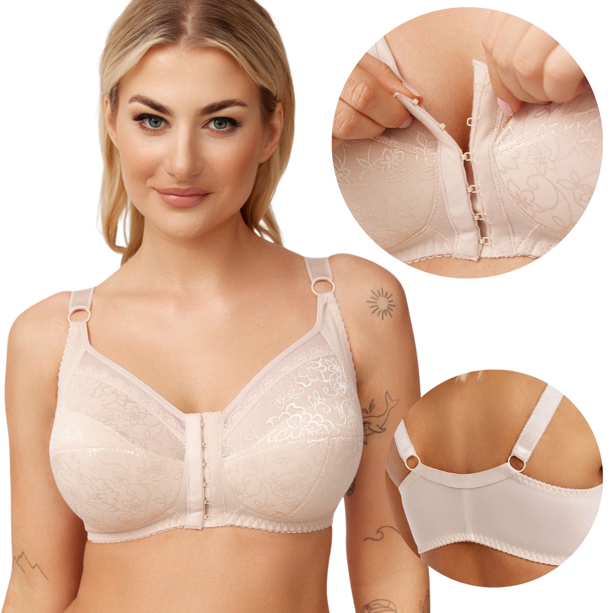Podprsenka se zapínáním vpředu bez kostic polovyztužená Azal 025 béžová 95B