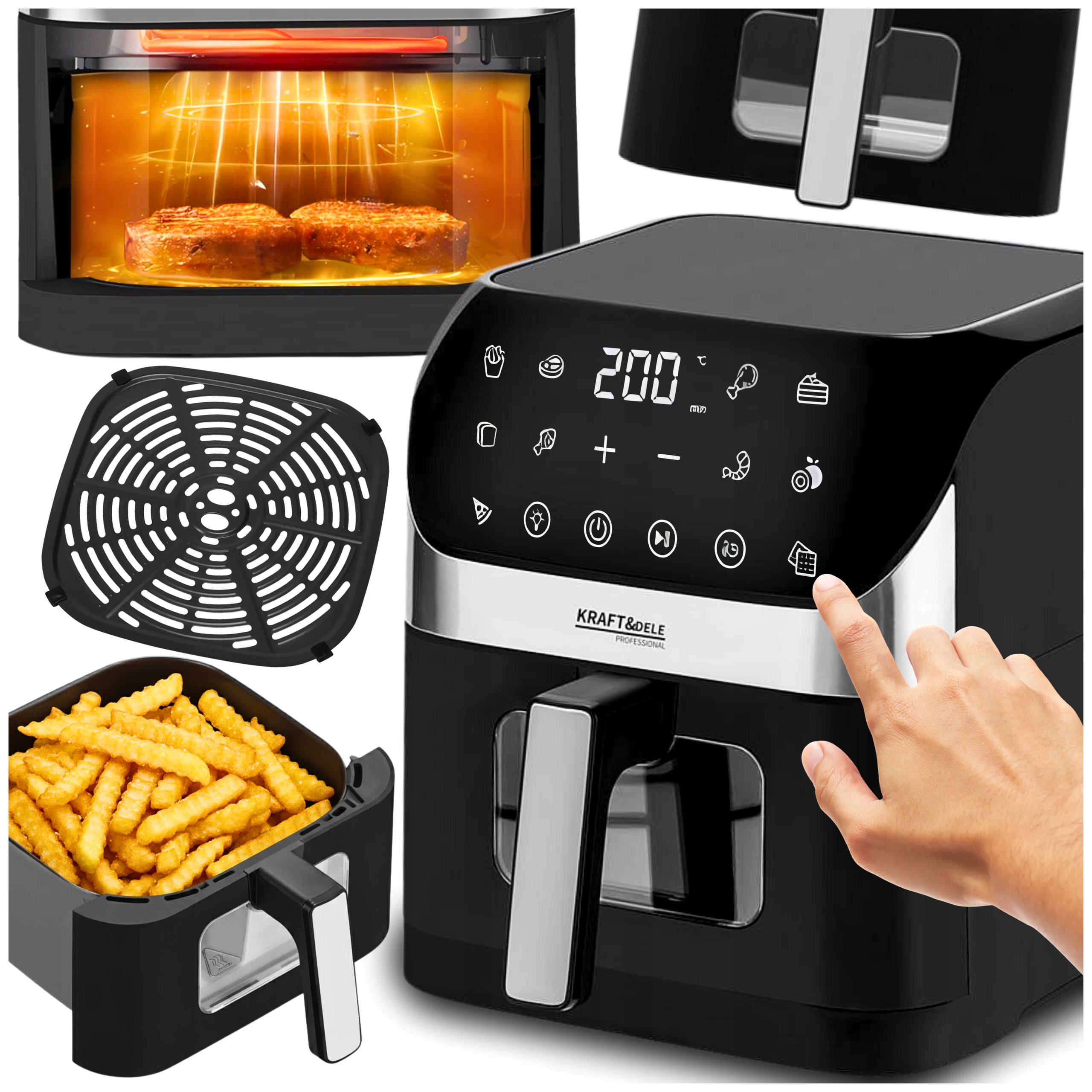 Beztuková Fritéza Air Fryer 6L Velká Fritéza 2000W trouba