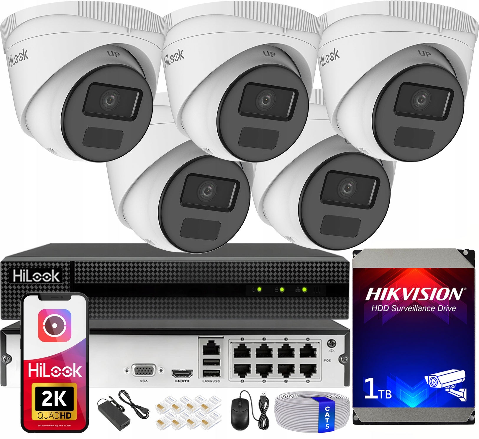 Venkovní Ip monitorovací sada 5 kamer IPCAM-T4-P Záznamník 8CH PoE