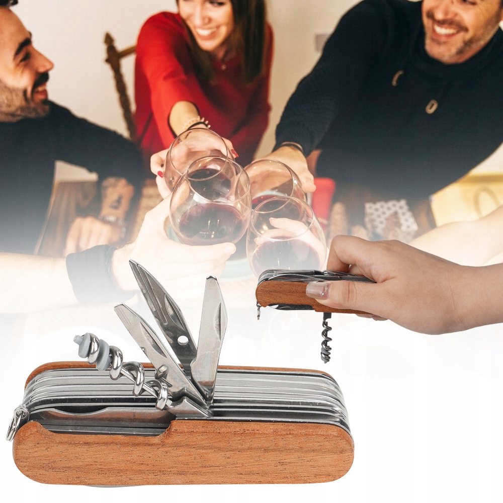 SCYZORYK NÓŻ WIELOFUNKCYJNY 17 W 1 OTWIERACZ DO BUTELEK SŁOJE DREWNA Model Scyzoryk 15w1