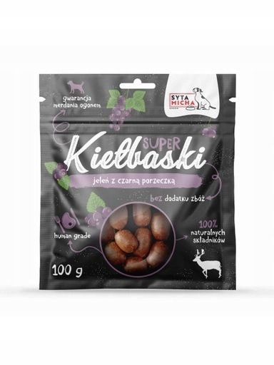 4x Syta Micha klobásky pro psa s jelenem a černým rybízem 100 g