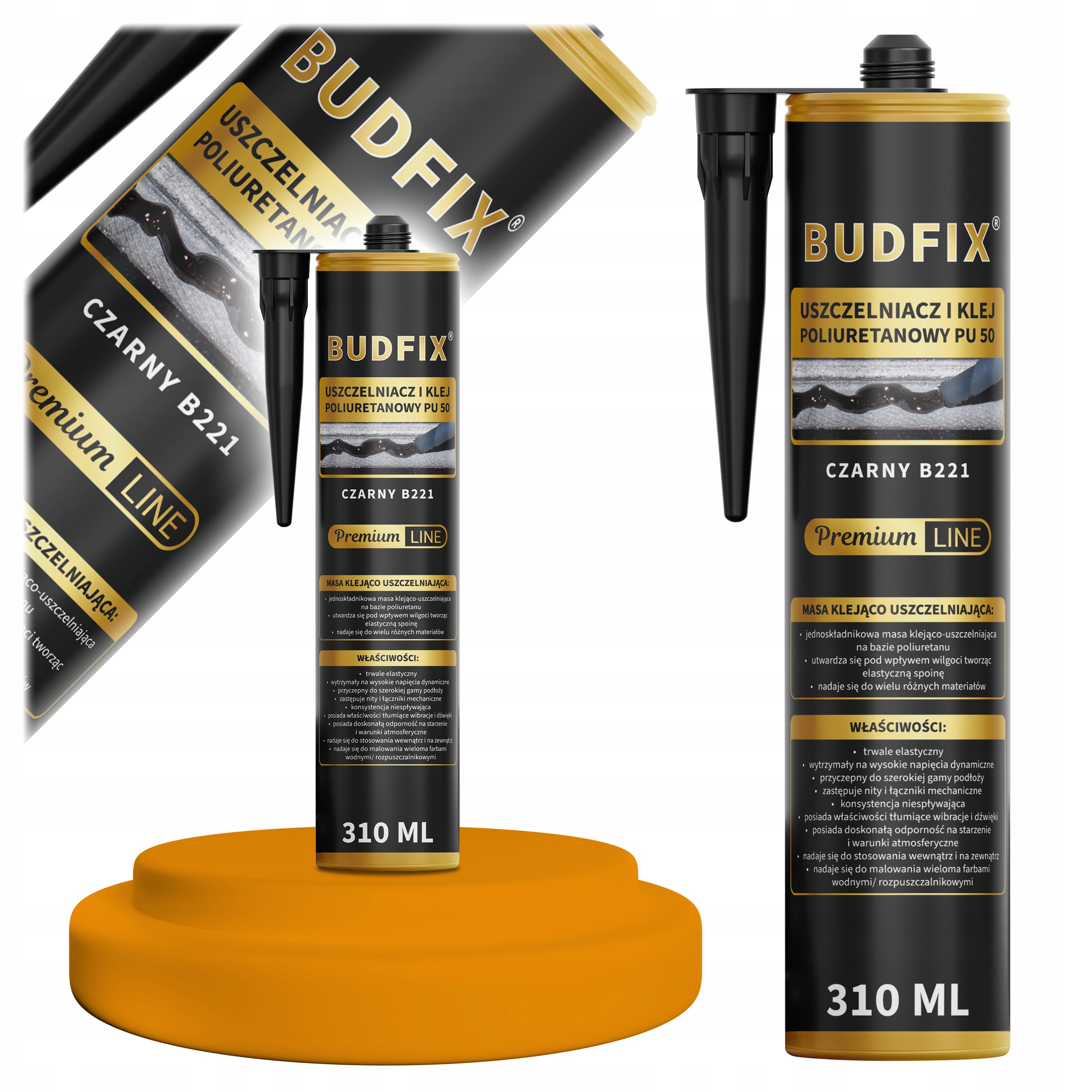 Klej Konstrukcyjny Pu 50 Czarny do Metalu Stali Zabudów Karoserii 310ml 221