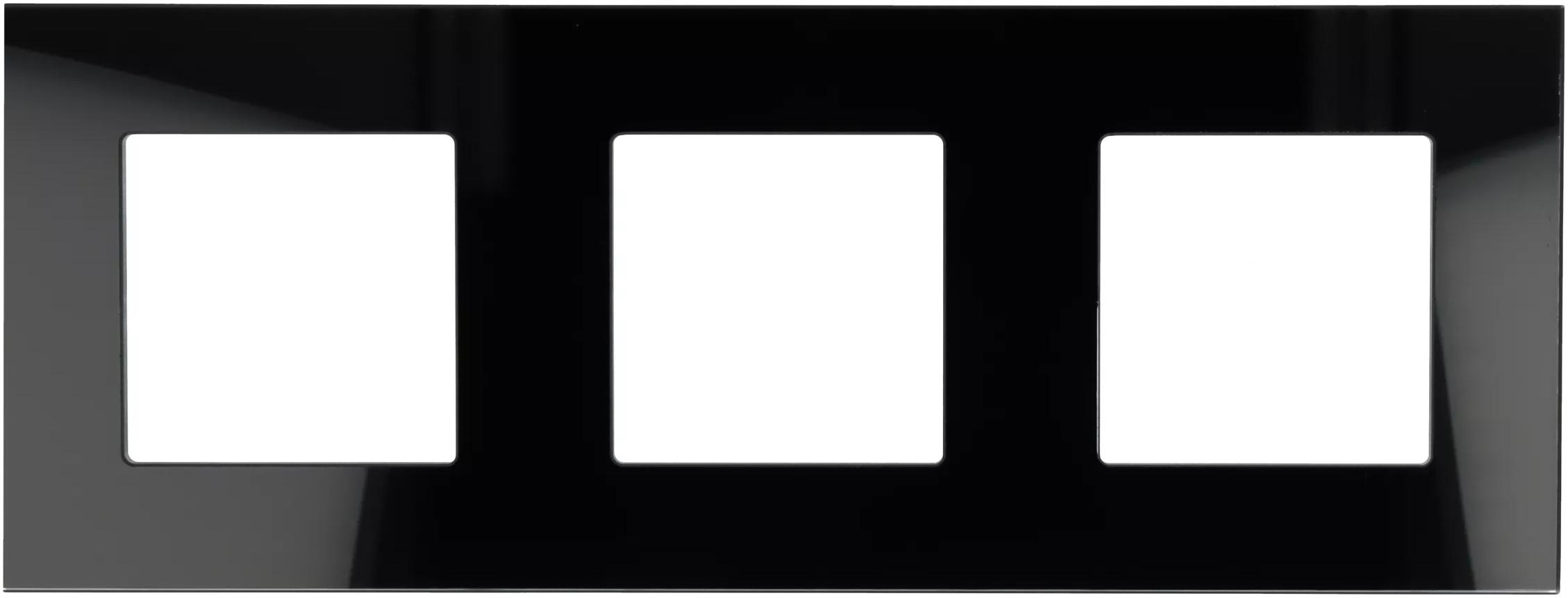 RAMKA SZKLANA POTRÓJNA CZARNA DO GNIAZDA 230 DO GNIAZDEK DC SMART HOME 3F