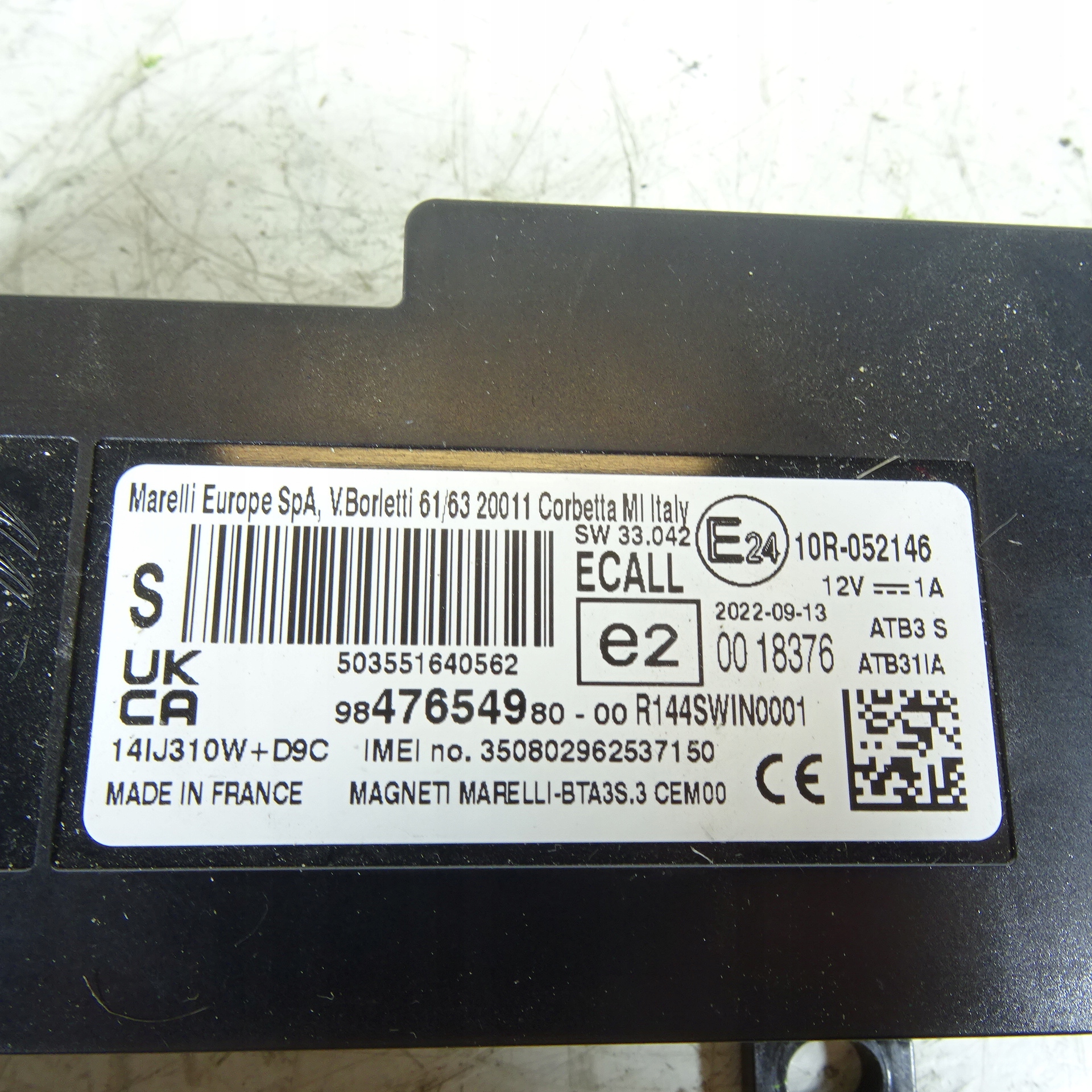 TOYOTA PROACE CITY module BLUETOOTH 9847654980