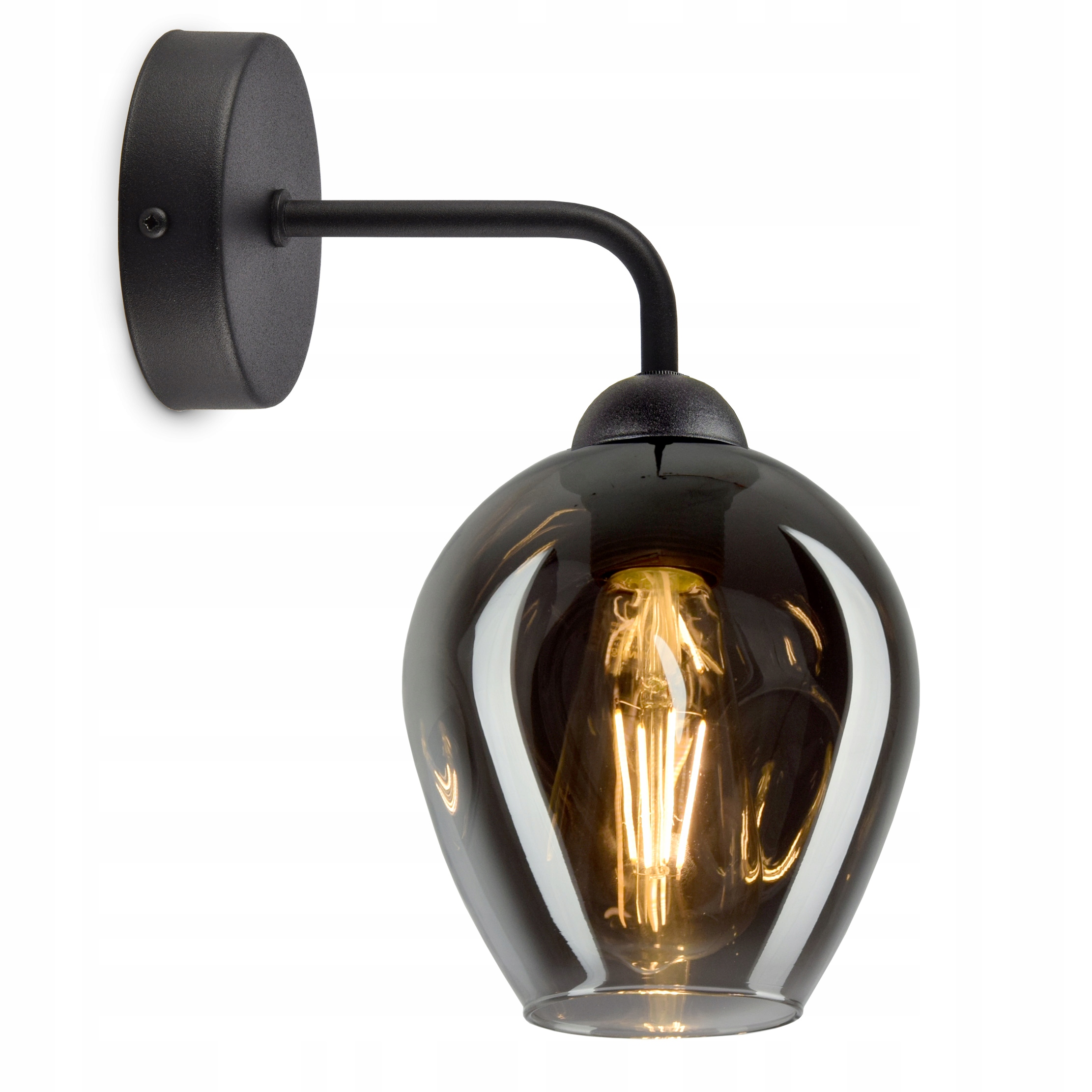 

Lampa Ścienna Kinkiet Szklany Klosz Grafit Led