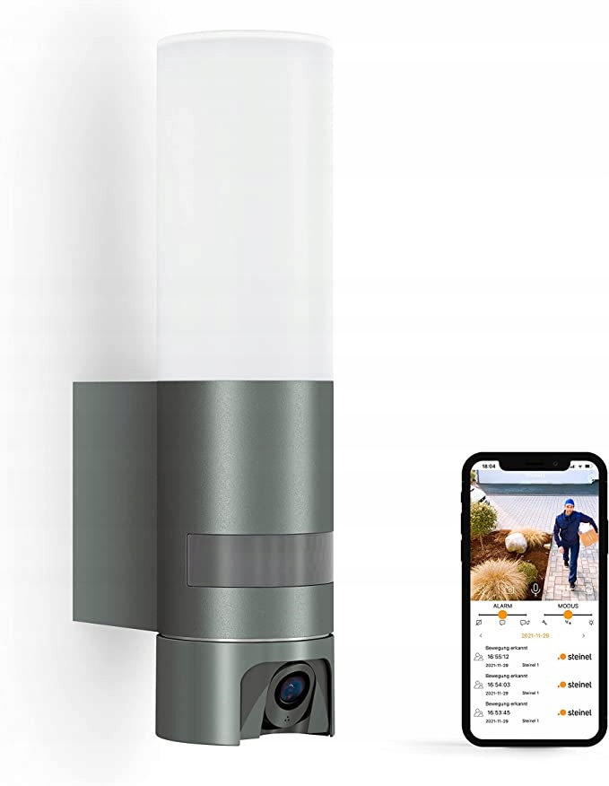 Záhradné nástenné svietidlo Steinel sivé s integrovaným Led zdrojom 13,5 W