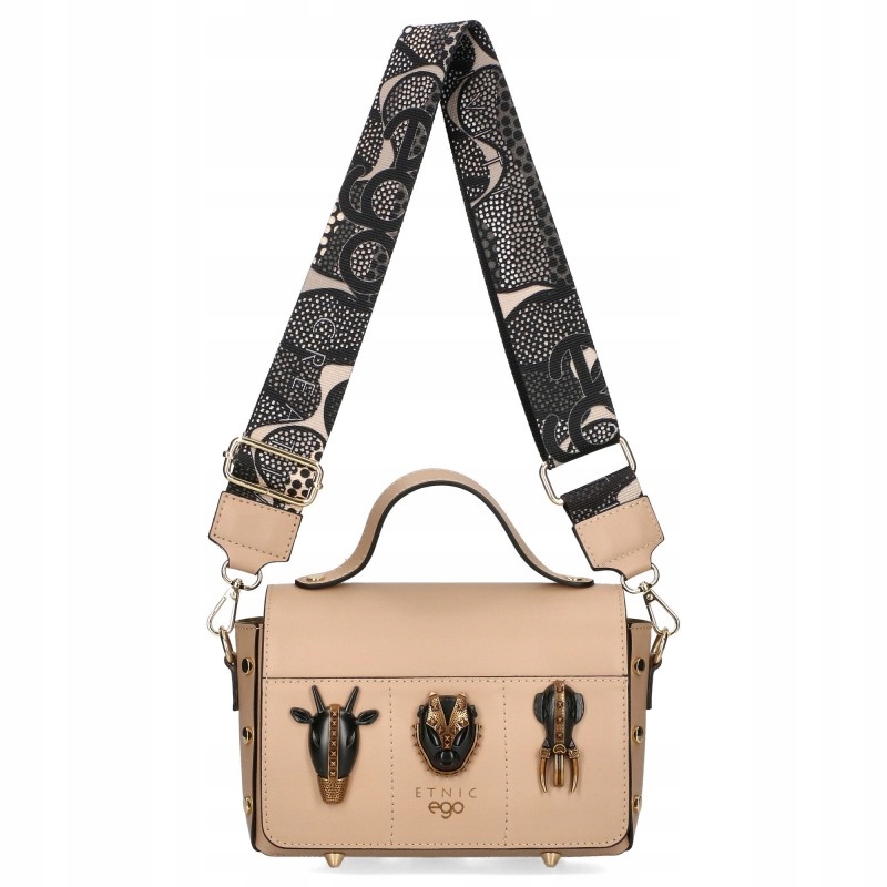 Ego Dámská kabelka Kufřík Aztécké zázraky přírodní kůže dva pruhy béžová