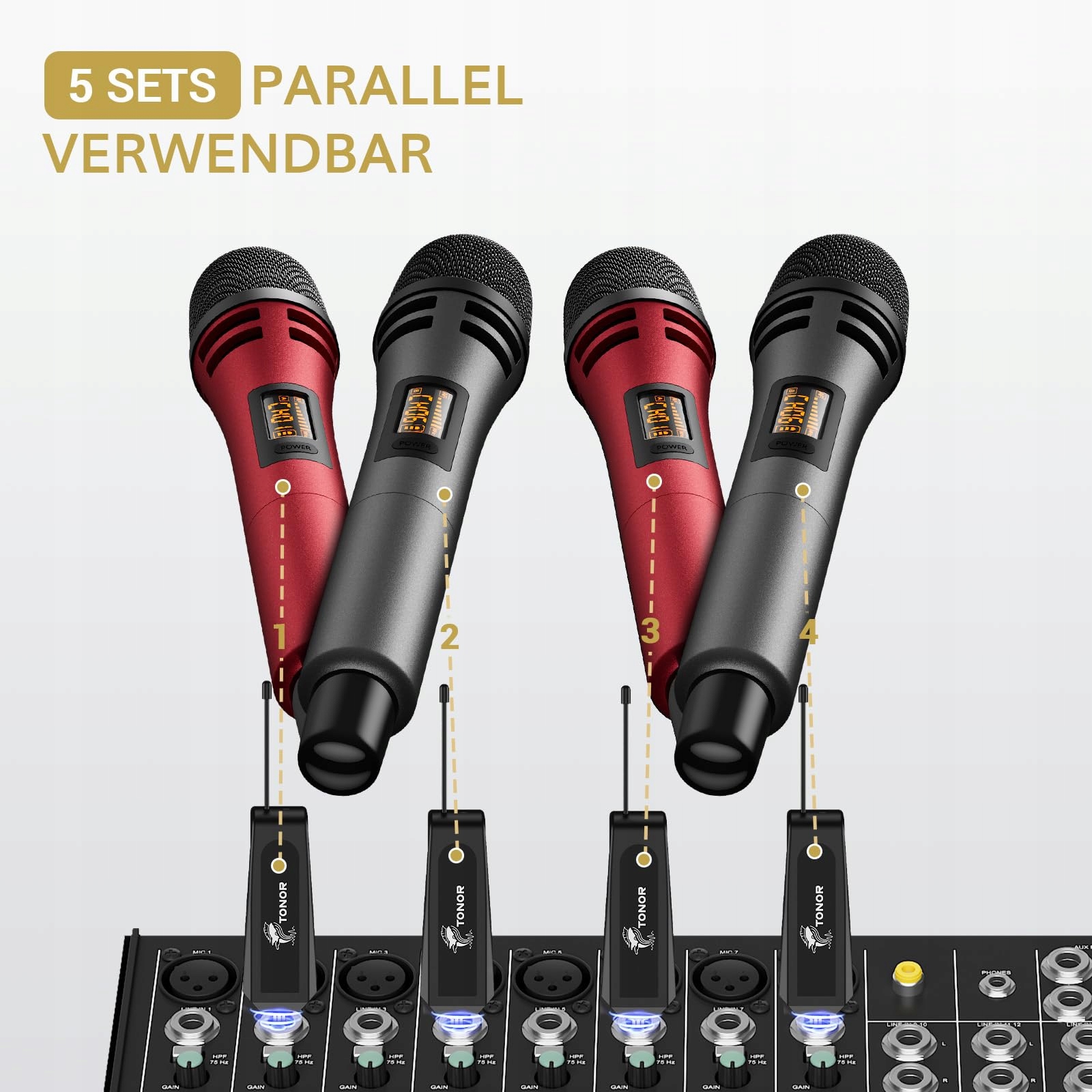TONOR Mikrofon Bezprzewodowy Dynamiczny z Odbiornikiem do Karaoke — miniatura 8