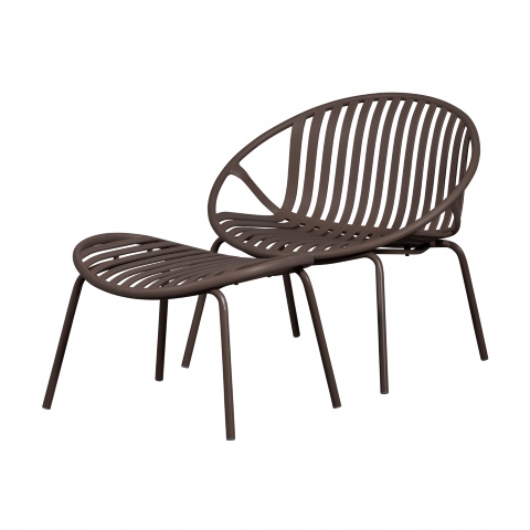 Záhradné kreslo Bruce s podnožkou, fialovo-hnedé, Woood