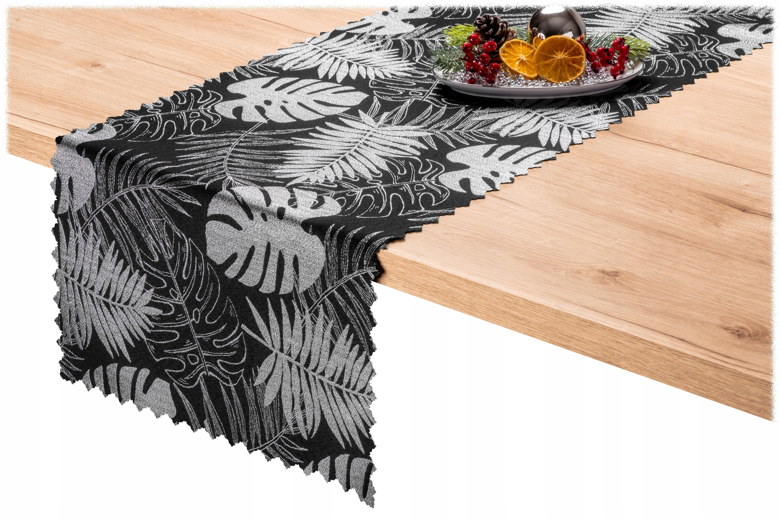 

bieżnik 45x300 Dwustronny Srebrny czarny Monstera