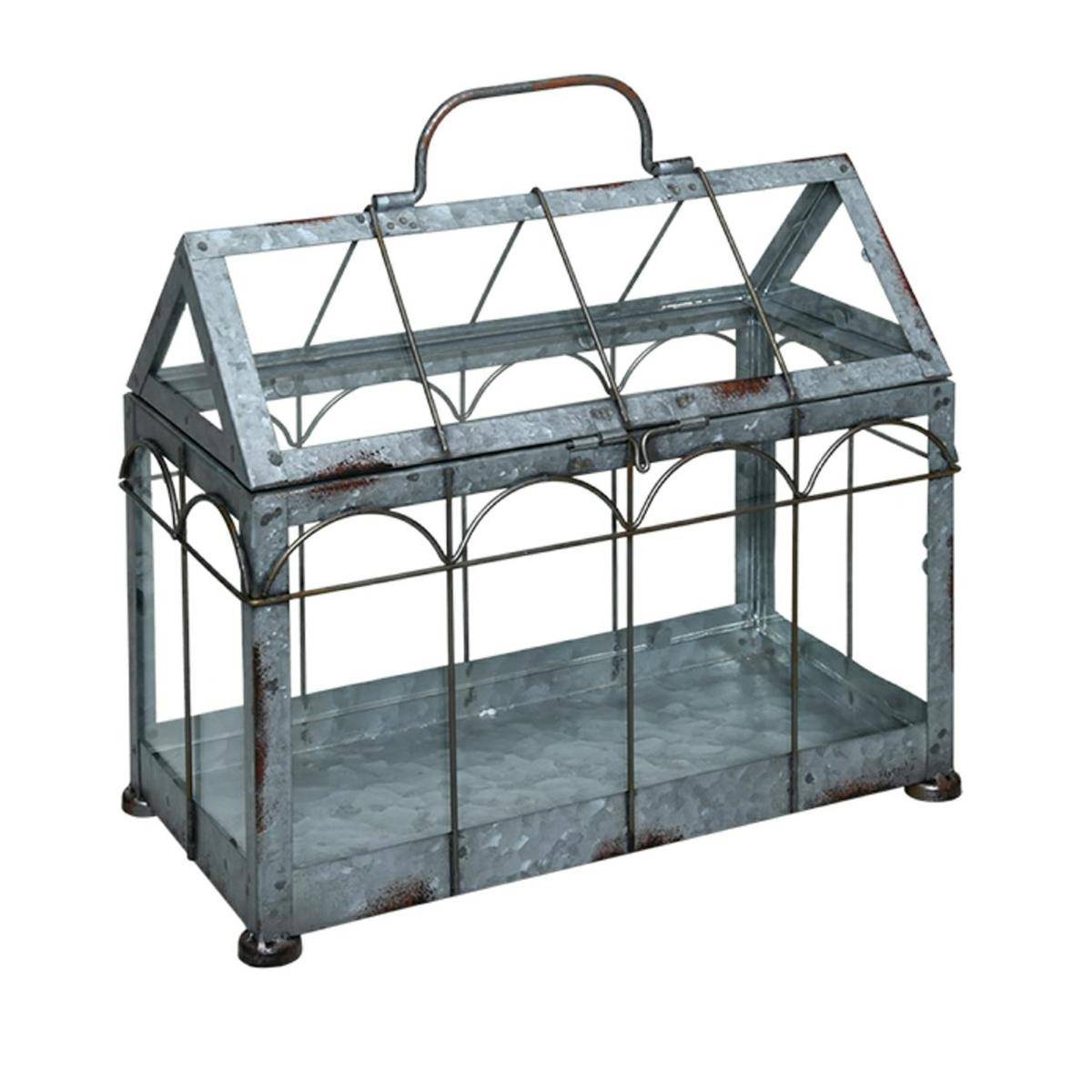 Dekorativní zinková kovová sklenička 26x29 cm Květináč Skleník na bylinky