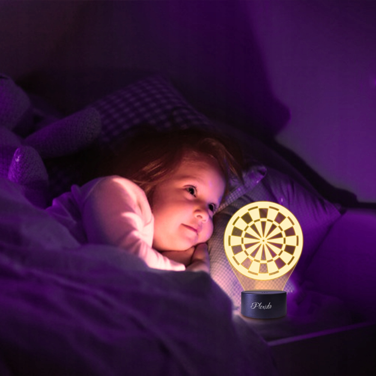 Lampka Stołowa Nocna 3D LED Tarcza do Rzutek Dart Kolor dominujący wielokolorowy