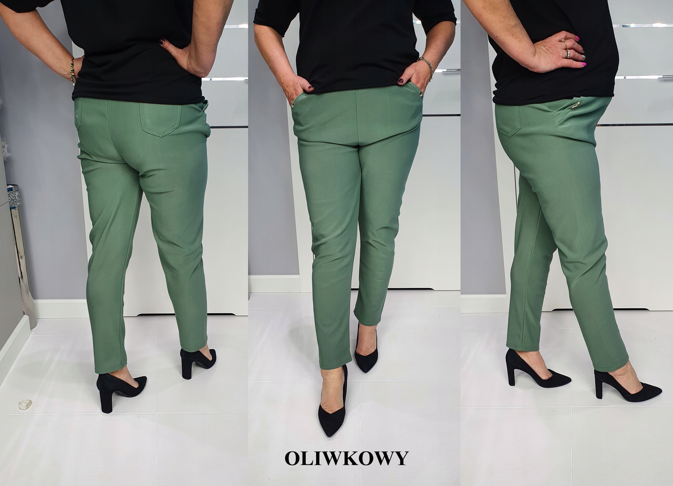 Gładkie długie spodnie PLUS SIZE różne kolory do wyboru r56 8/9xl Długość nogawki długa