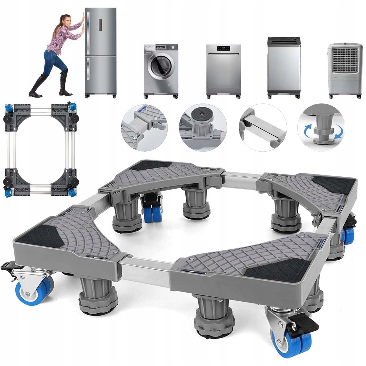 Podstawa Pod Pralkę Lodówkę Antywibracyjna Regulowana Kółka Ruchoma