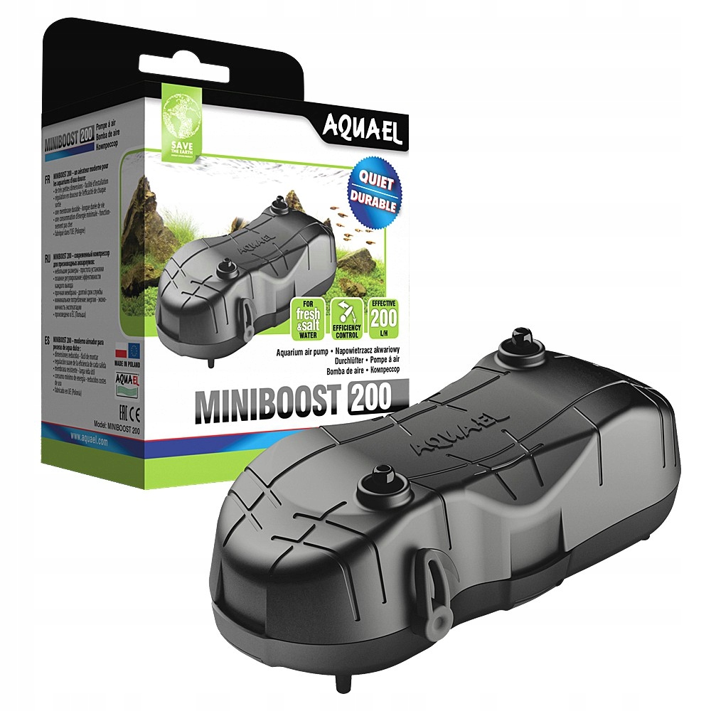 Provzdušňovač Aquael Miniboost 200 Miniaturní Pro Akvárium S Tichým Efektem 2V1