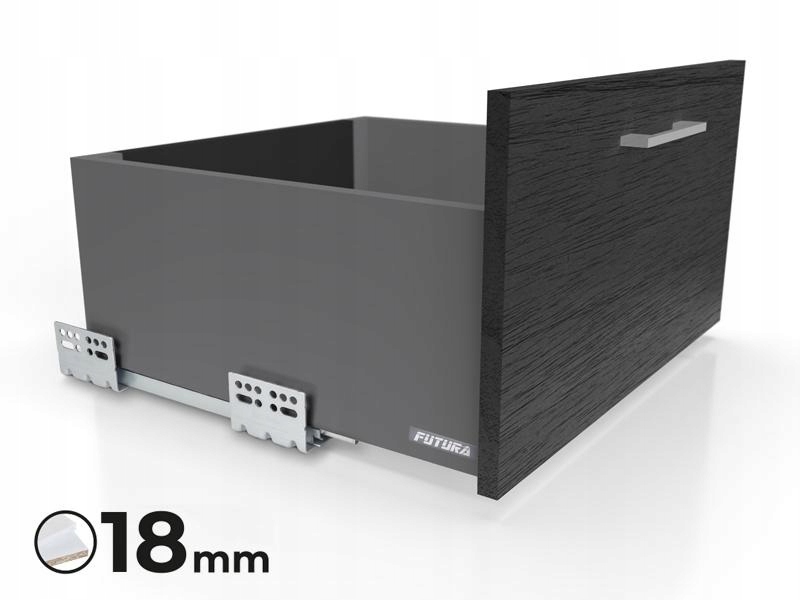 Šuplík Futura Evo Atm L-350 Vysoká H203 Grafit S Tlumením Dovírání Pro Desku 18 MM