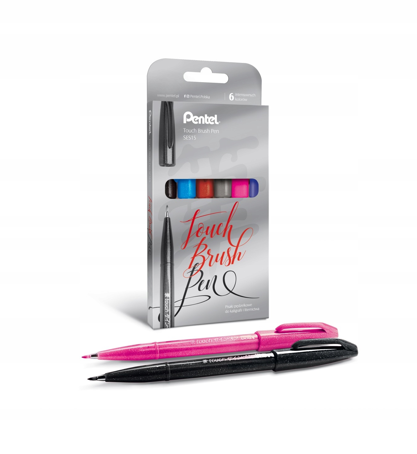 

Pisaki pędzelkowe do kaligrafi Pentel 6 sztuk