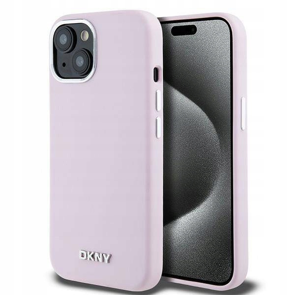 Pouzdro pro iPhone 14 15 13 Dkny Liquid Silicone Small Metal Logo růžové