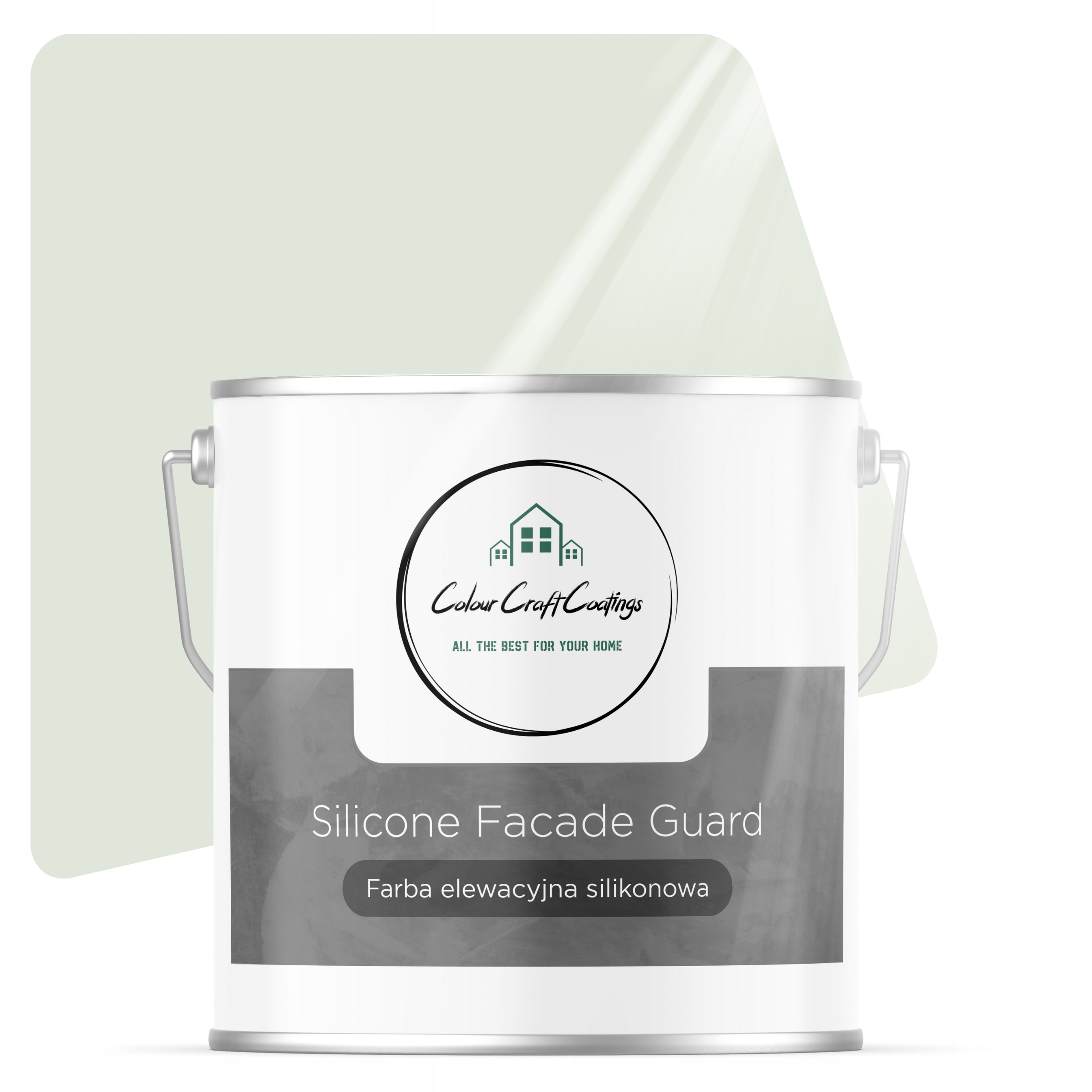 Fasádna Farba Vonkajšia Silikónová Biela So Zelenou 5 L F473