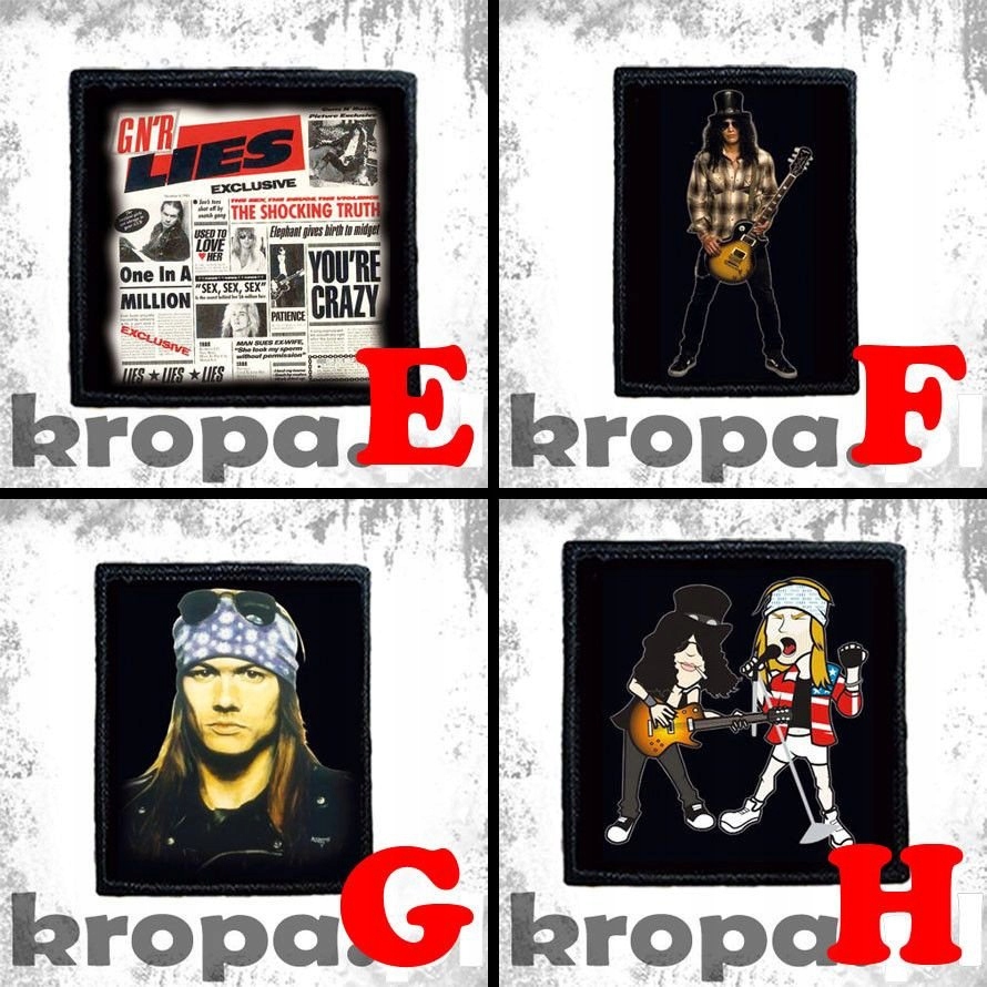 Naszywka GUNS 'N ROSES 10 x 10 cm Dużo Wzorów! Tematyka, motyw Naszywka GUNS 'N ROSES 10 x 10 cm Dużo Wzorów!