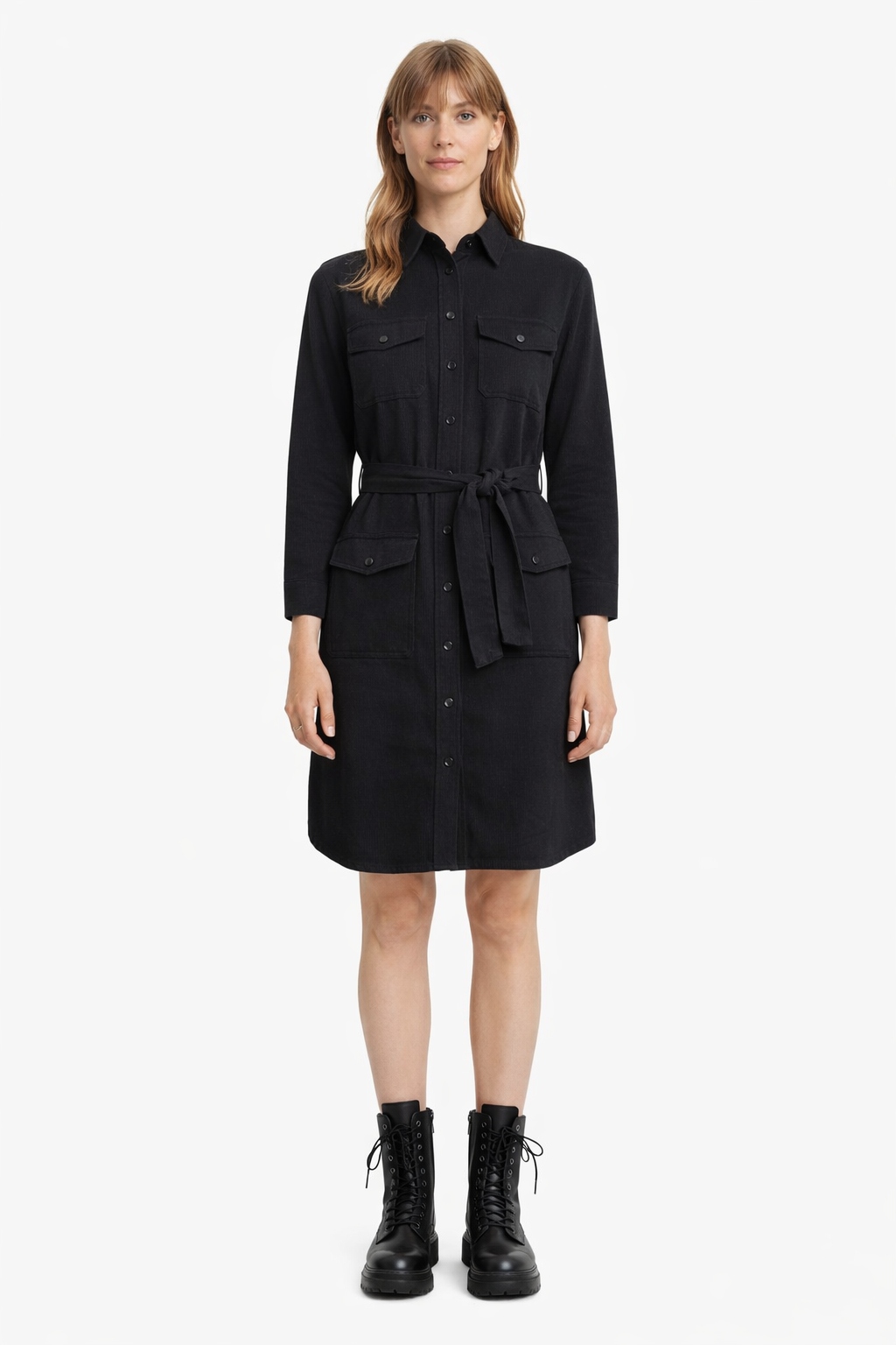 G Star Raw Černé Šaty S Páskem A Kapsami XL I1K